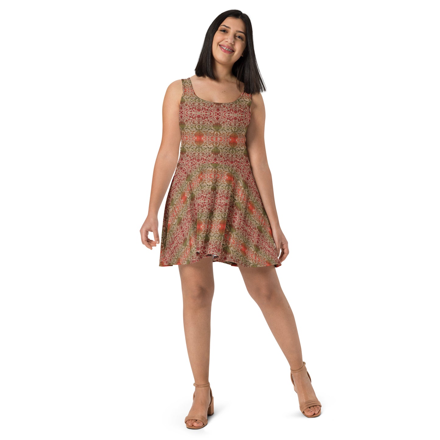 Skater / A-Line Dress - Reincarnation (Khaki Ruby)