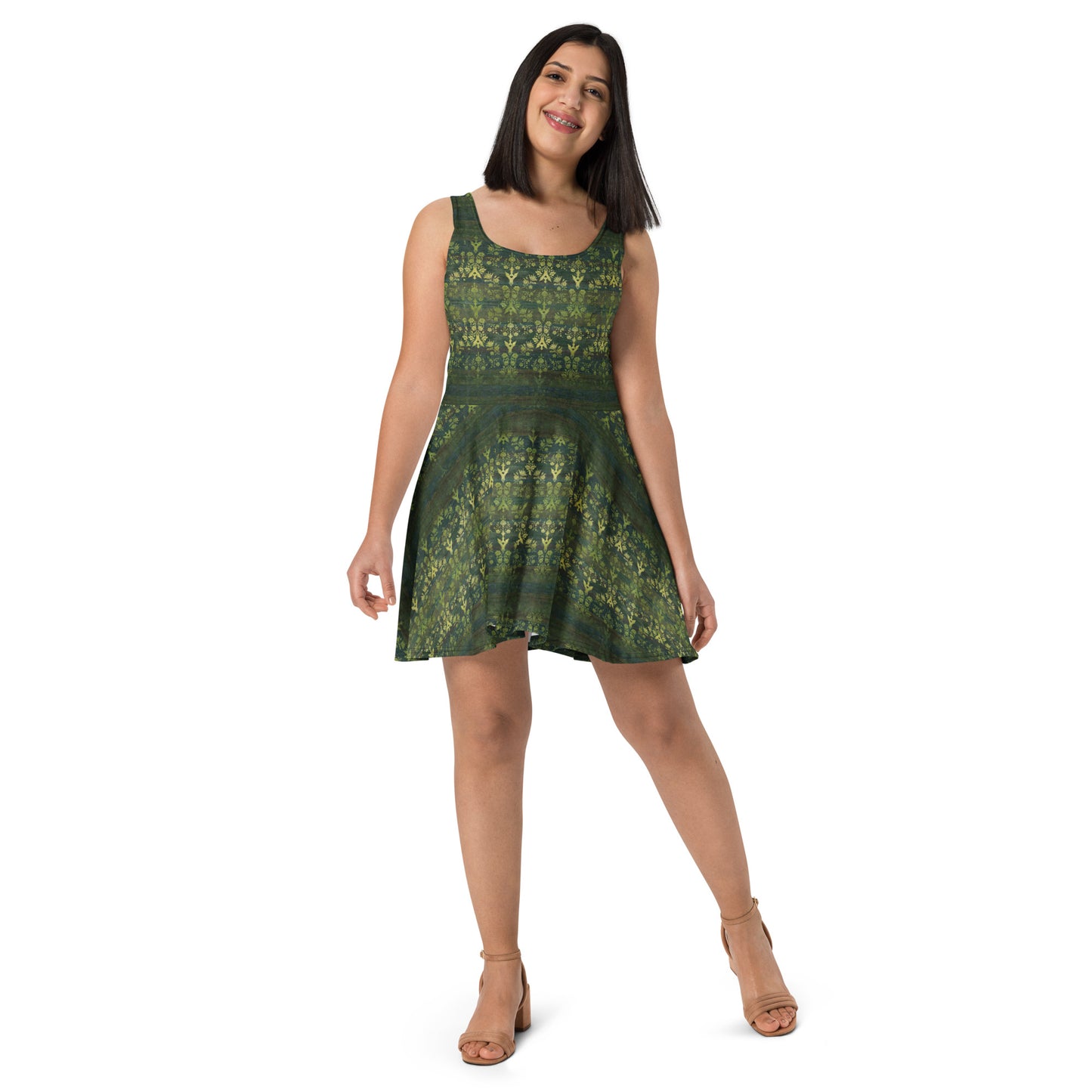 Skater / A-Line Dress - Sparrow's garden (green version)