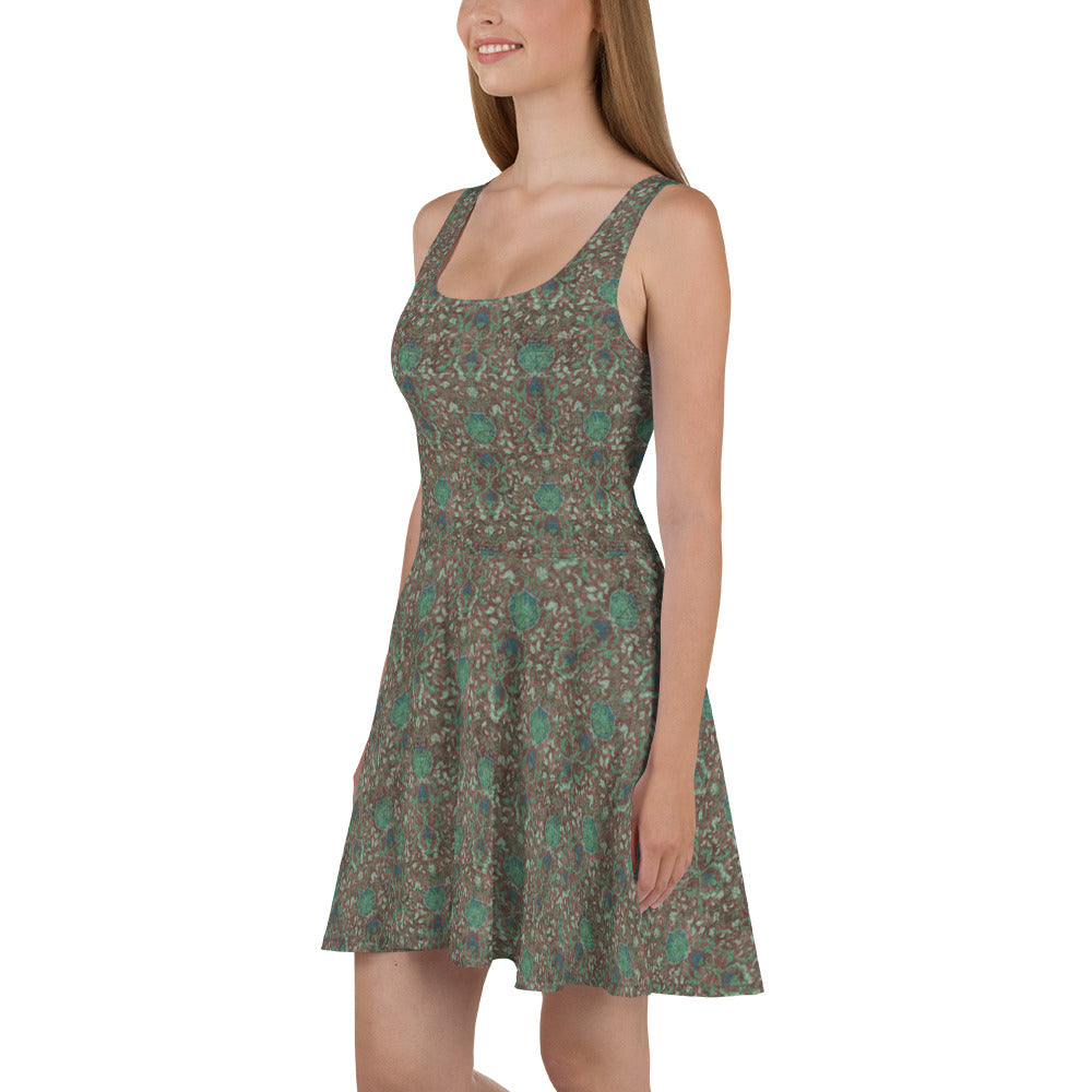 Skater- / A-Line-Kleid – Reinkarnation (Khaki-Blau)