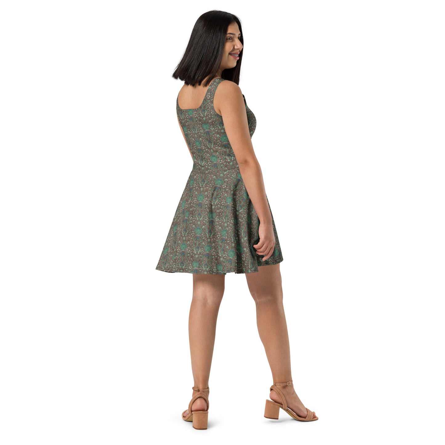 Skater- / A-Line-Kleid – Reinkarnation (Khaki-Blau)