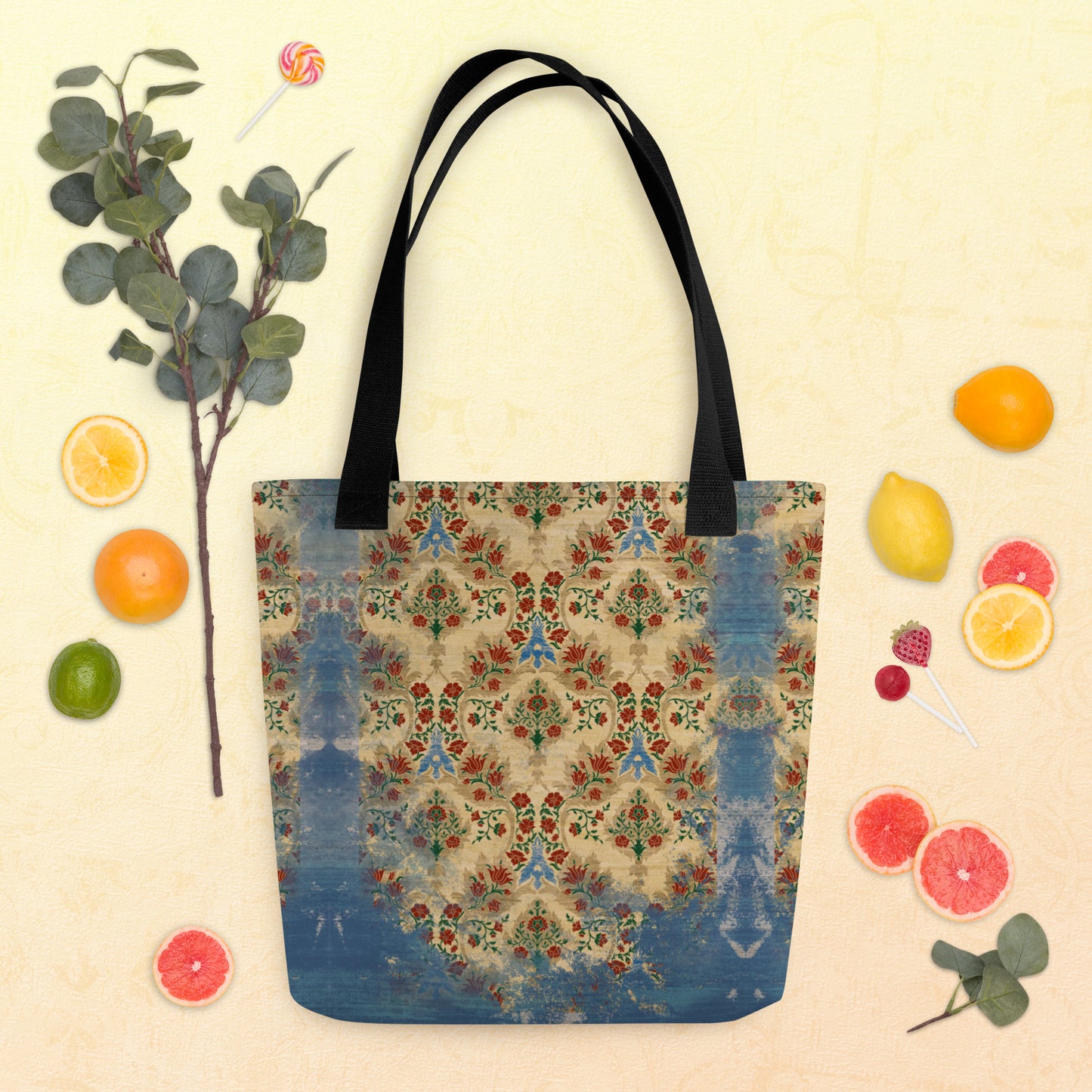 All Over Print tote bag - Sparrow's garden (blue version)