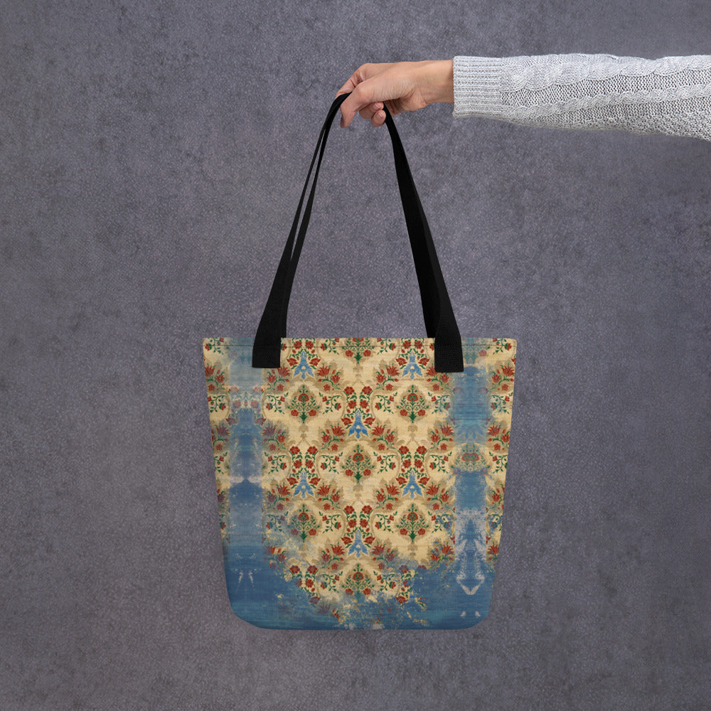 All Over Print tote bag - Sparrow's garden (blue version)