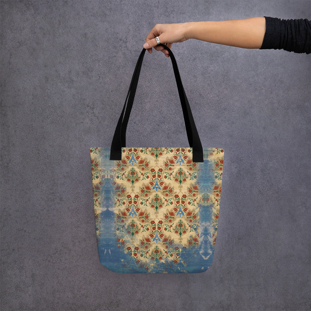 All Over Print tote bag - Sparrow's garden (blue version)