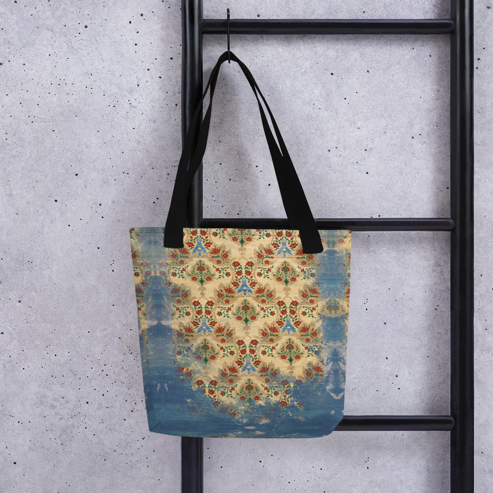 All Over Print tote bag - Sparrow's garden (blue version)