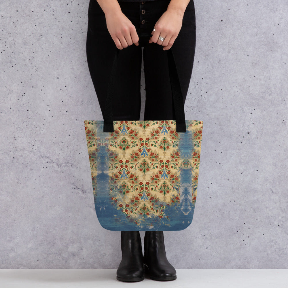 All Over Print tote bag - Sparrow's garden (blue version)