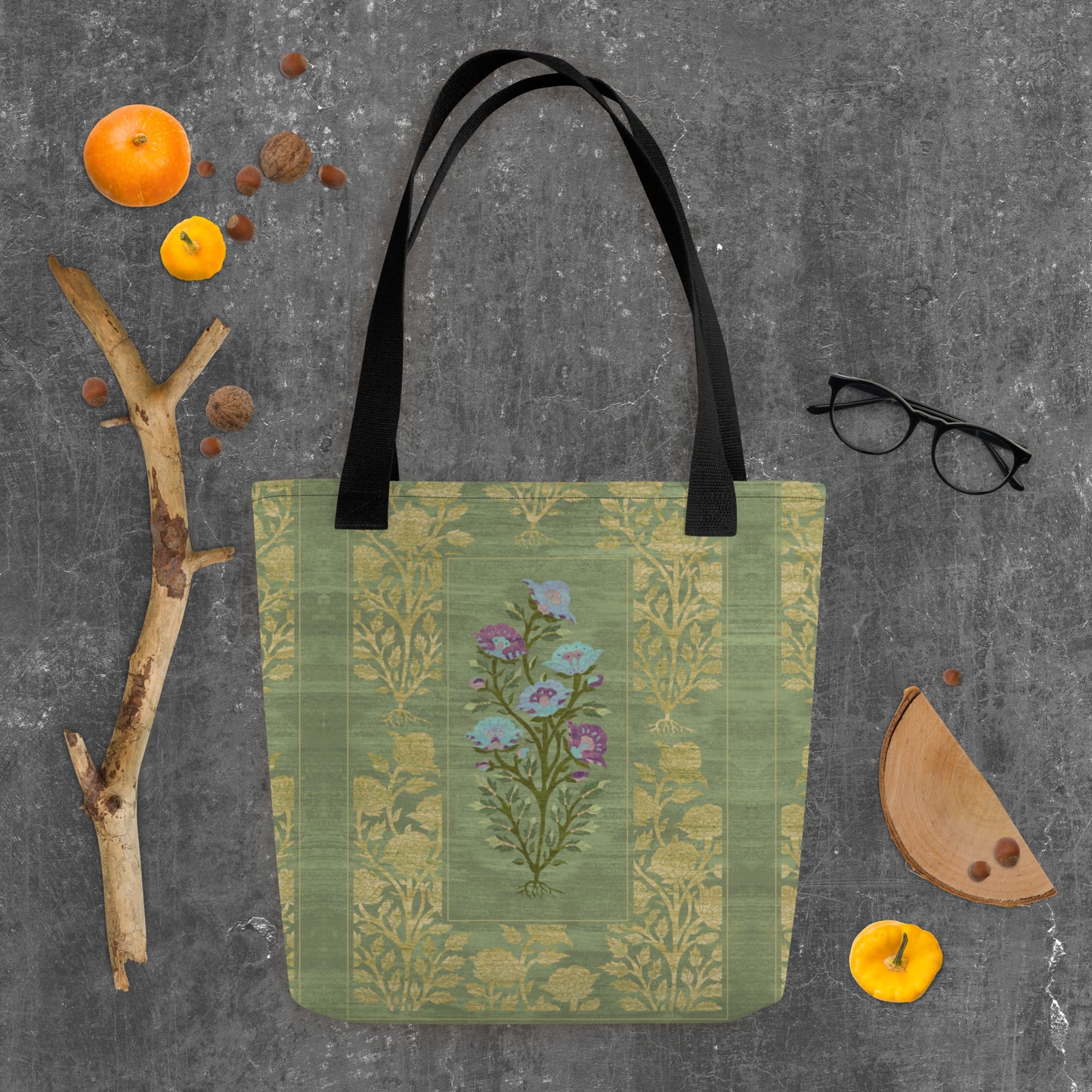 All Over Print tote bag - Rose garden (mint)