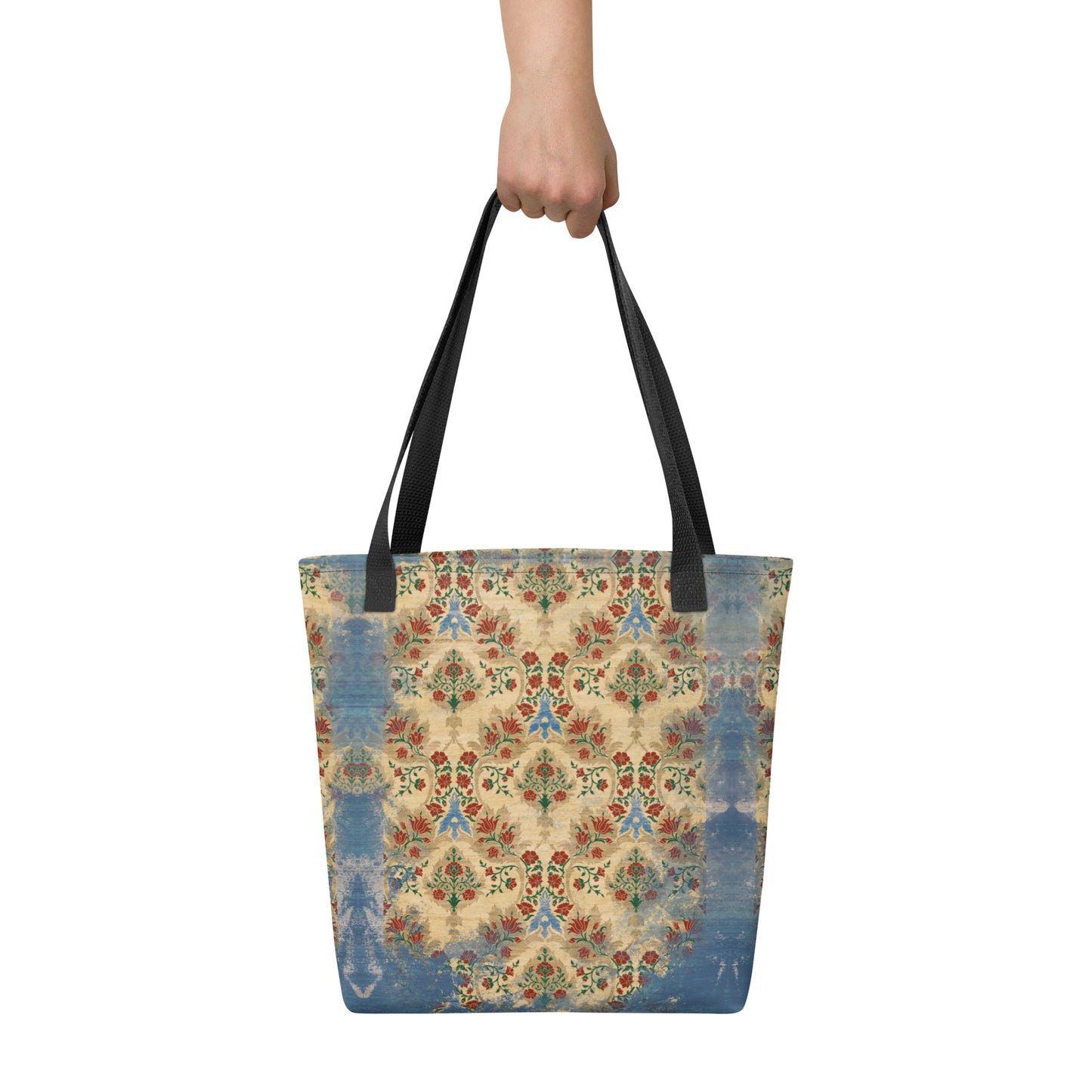 All Over Print tote bag - Sparrow's garden (blue version)