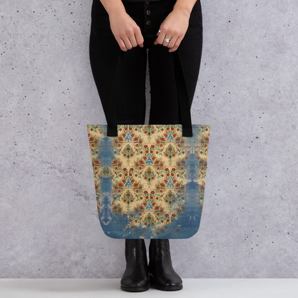 All Over Print tote bag - Sparrow's garden (blue version)