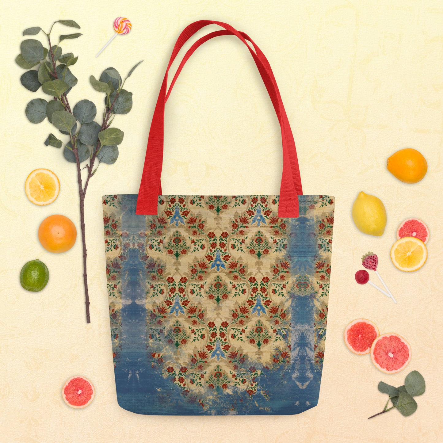 All Over Print tote bag - Sparrow's garden (blue version)