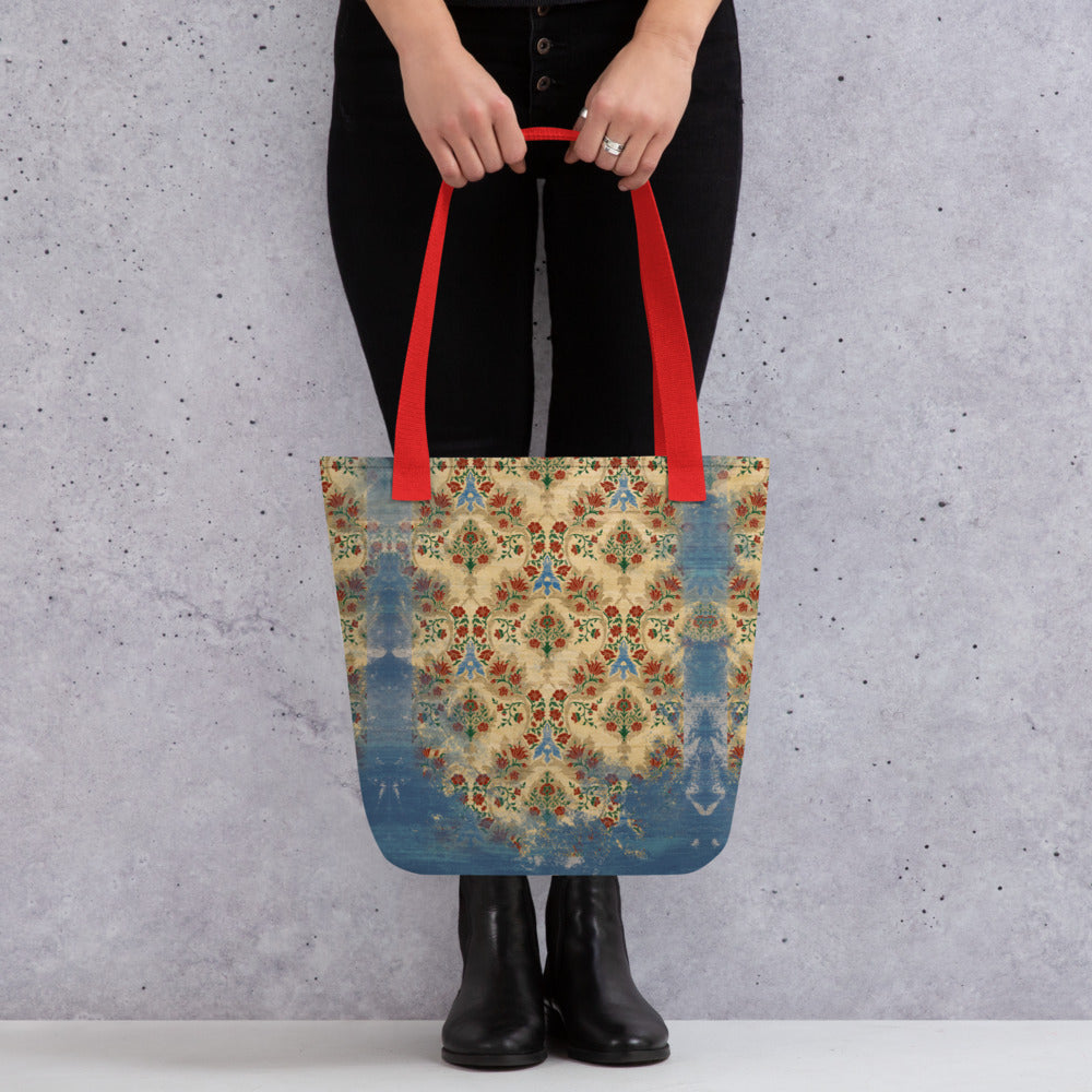 All Over Print tote bag - Sparrow's garden (blue version)