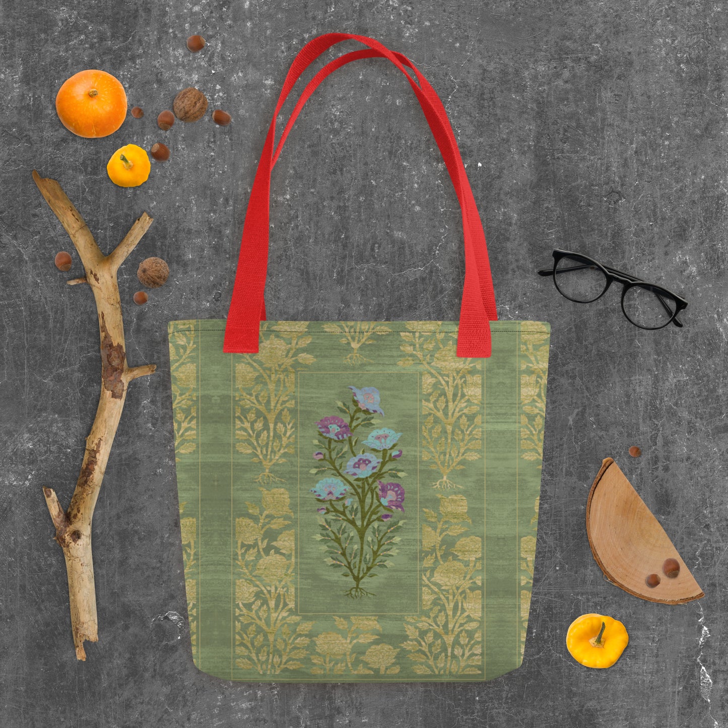 All Over Print tote bag - Rose garden (mint)