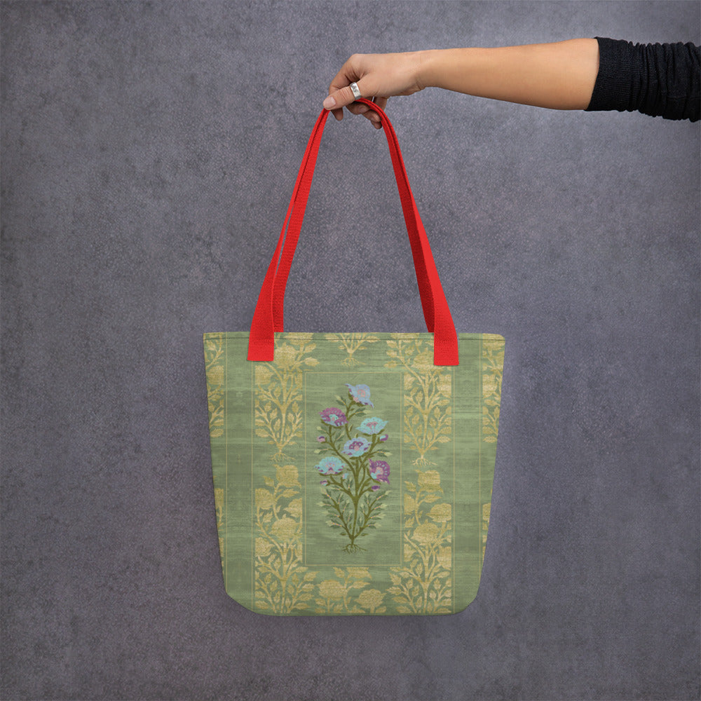 All Over Print tote bag - Rose garden (mint)