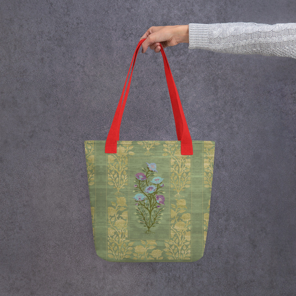 All Over Print tote bag - Rose garden (mint)