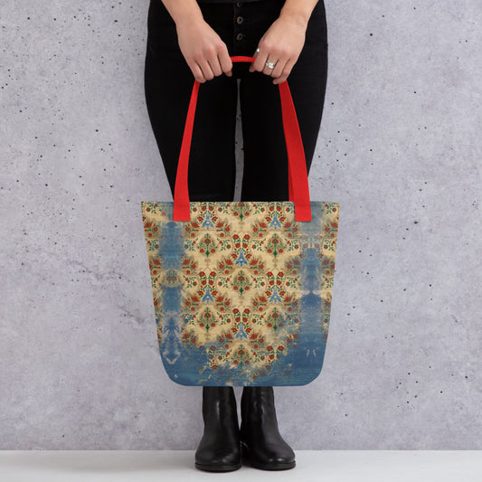 All Over Print tote bag - Sparrow's garden (blue version)