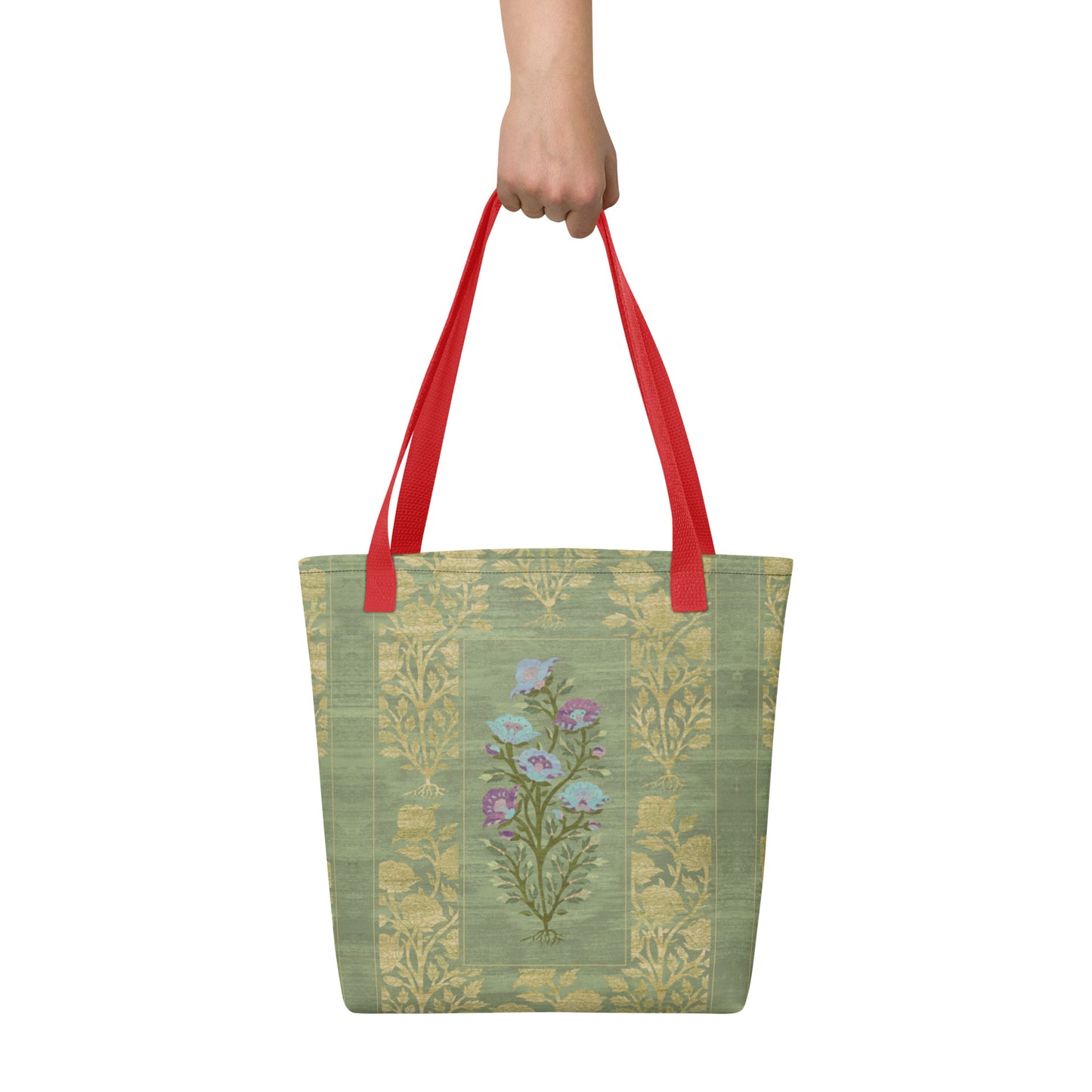 All Over Print tote bag - Rose garden (mint)