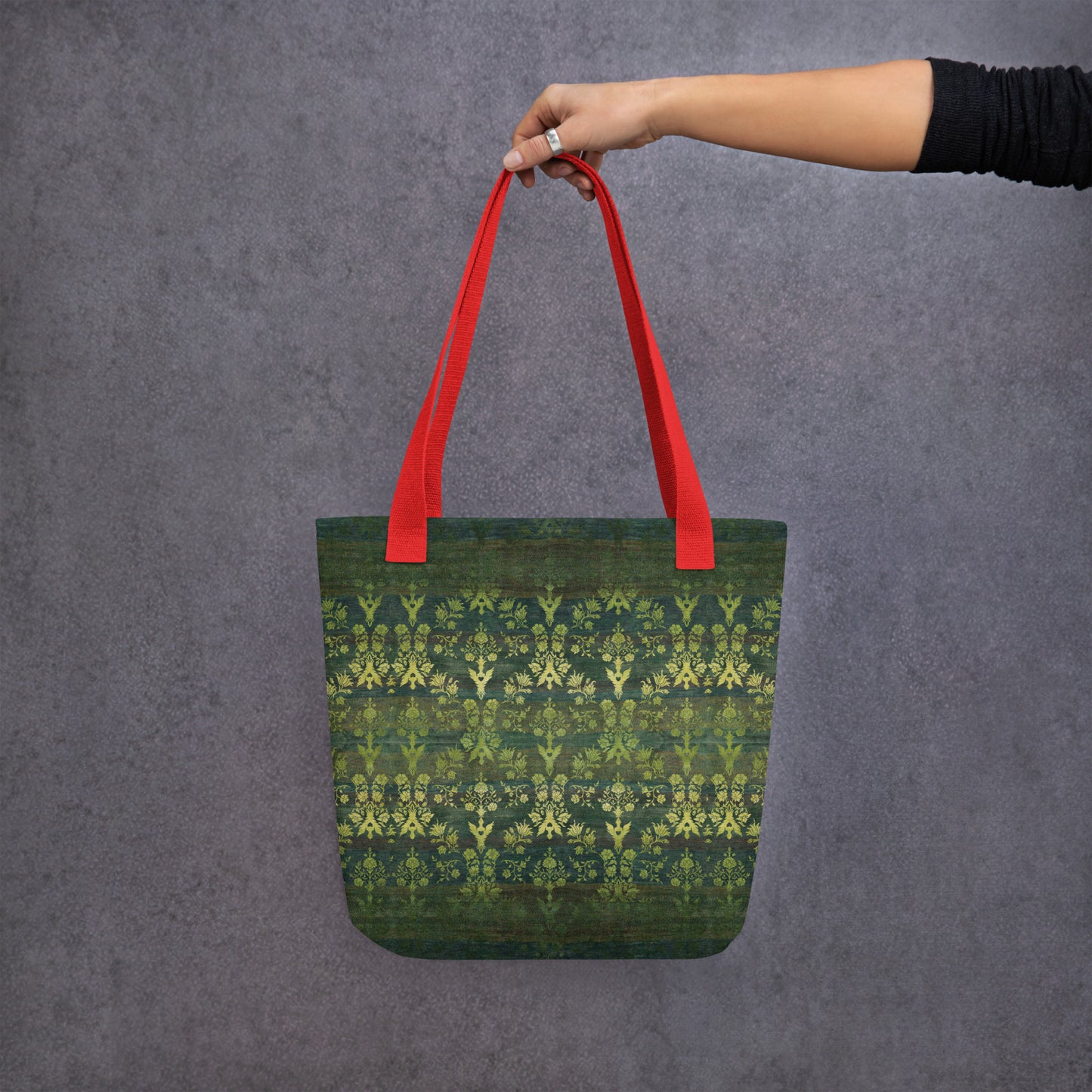 All Over Print tote bag - Sparrow's garden (green version)