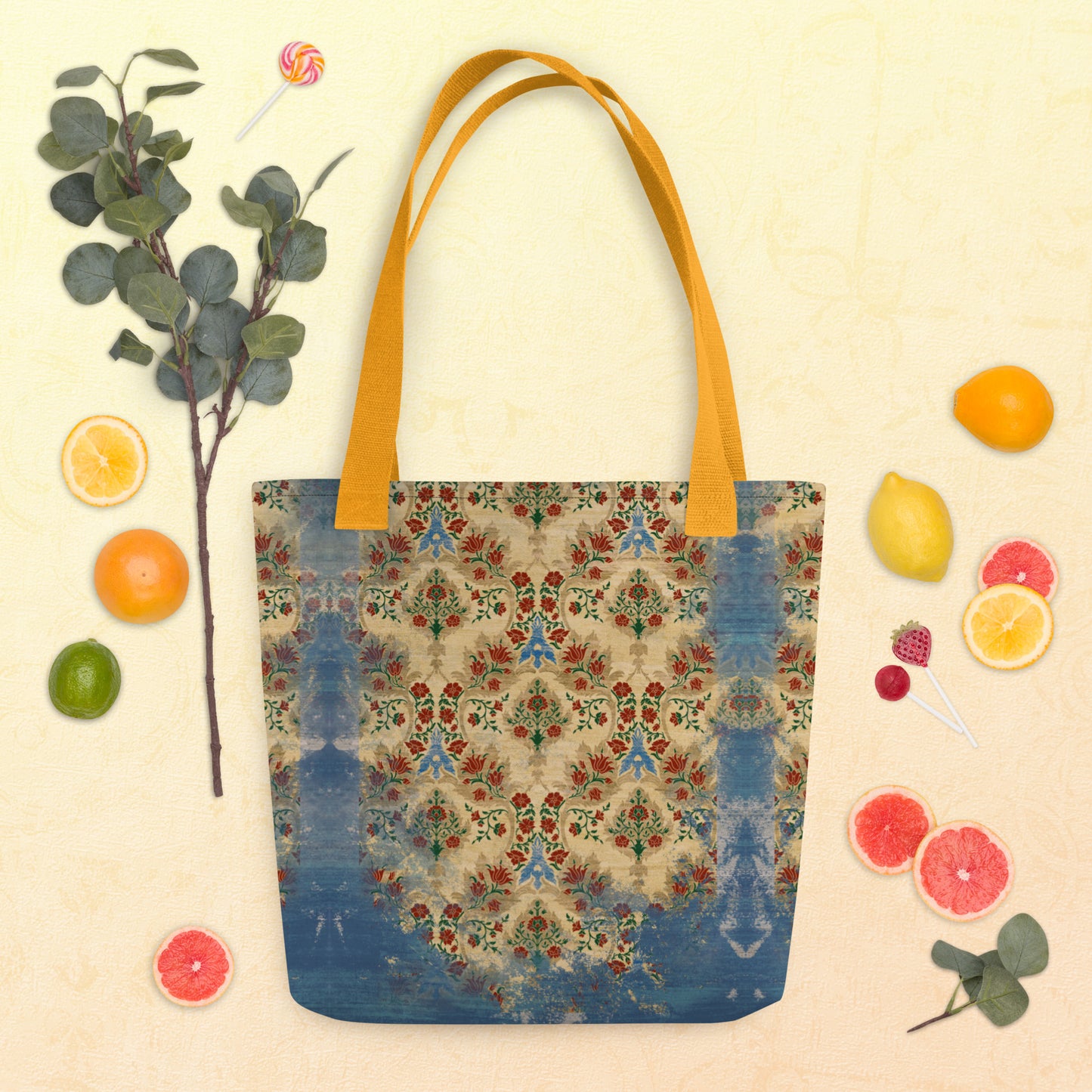 All Over Print tote bag - Sparrow's garden (blue version)