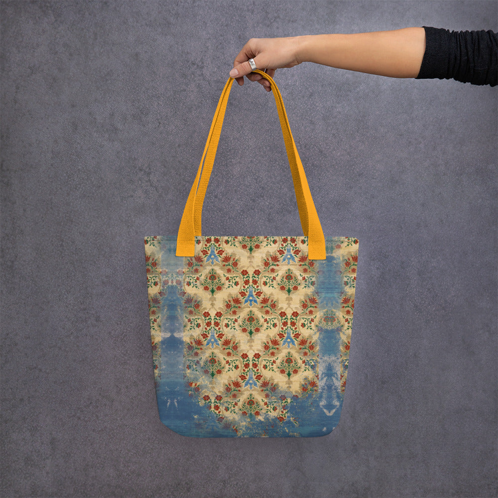 All Over Print tote bag - Sparrow's garden (blue version)