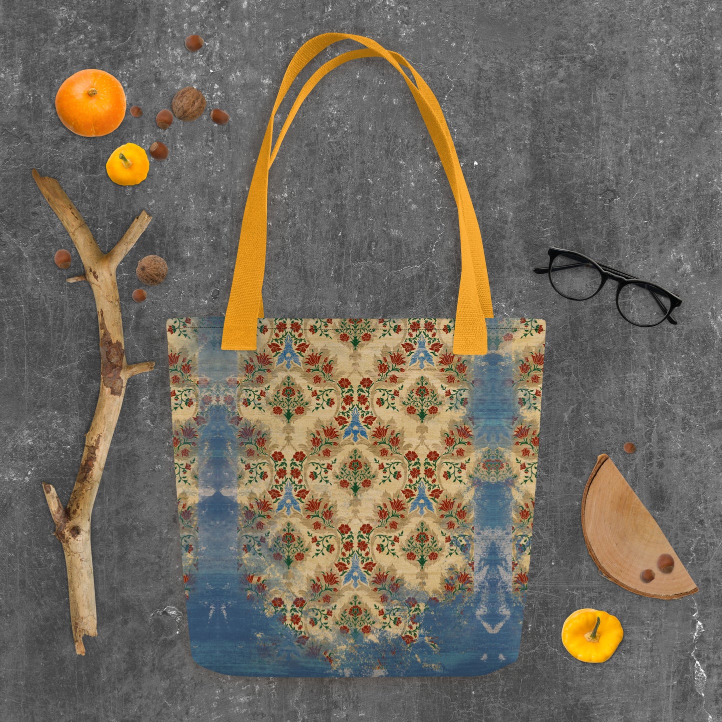 All Over Print tote bag - Sparrow's garden (blue version)