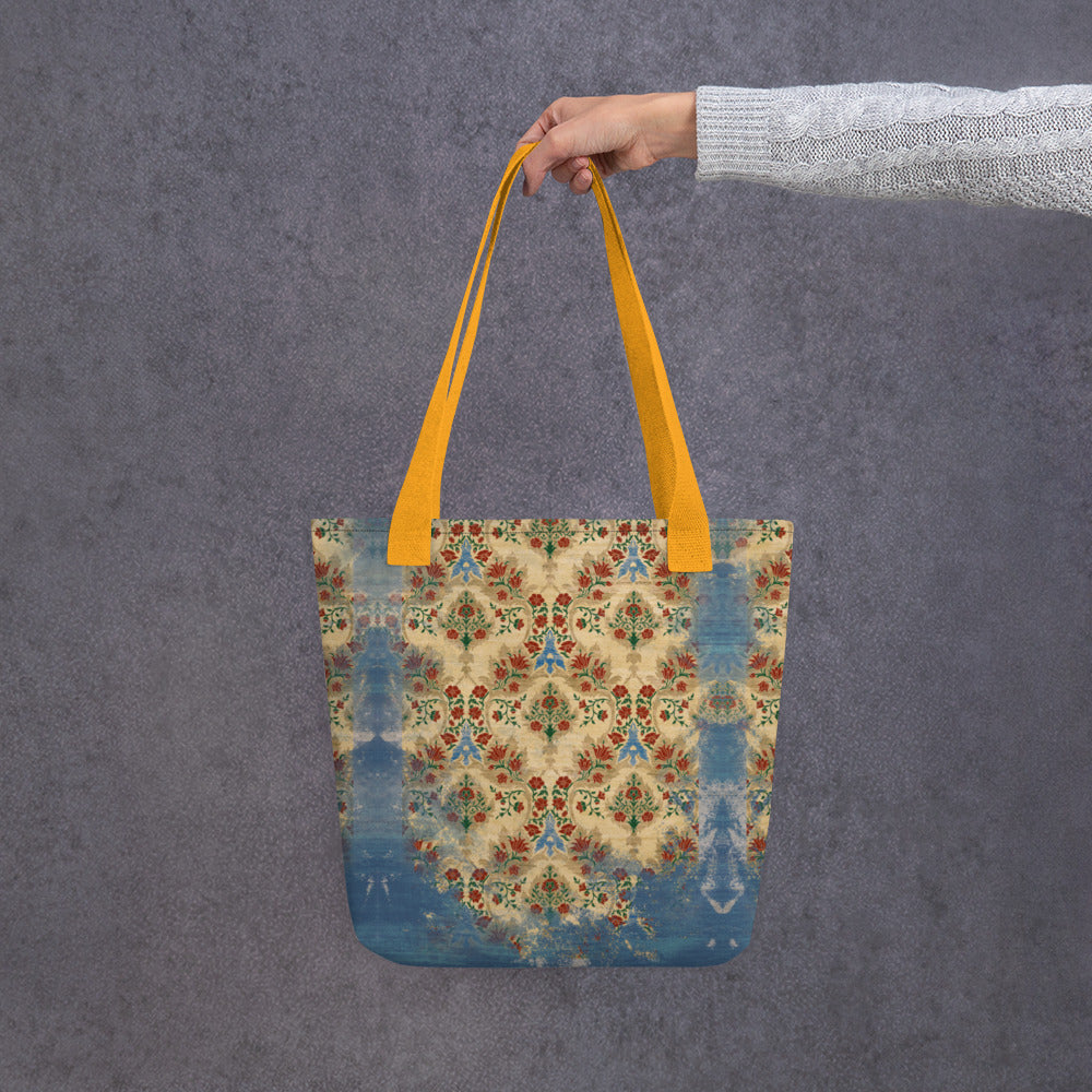 All Over Print tote bag - Sparrow's garden (blue version)