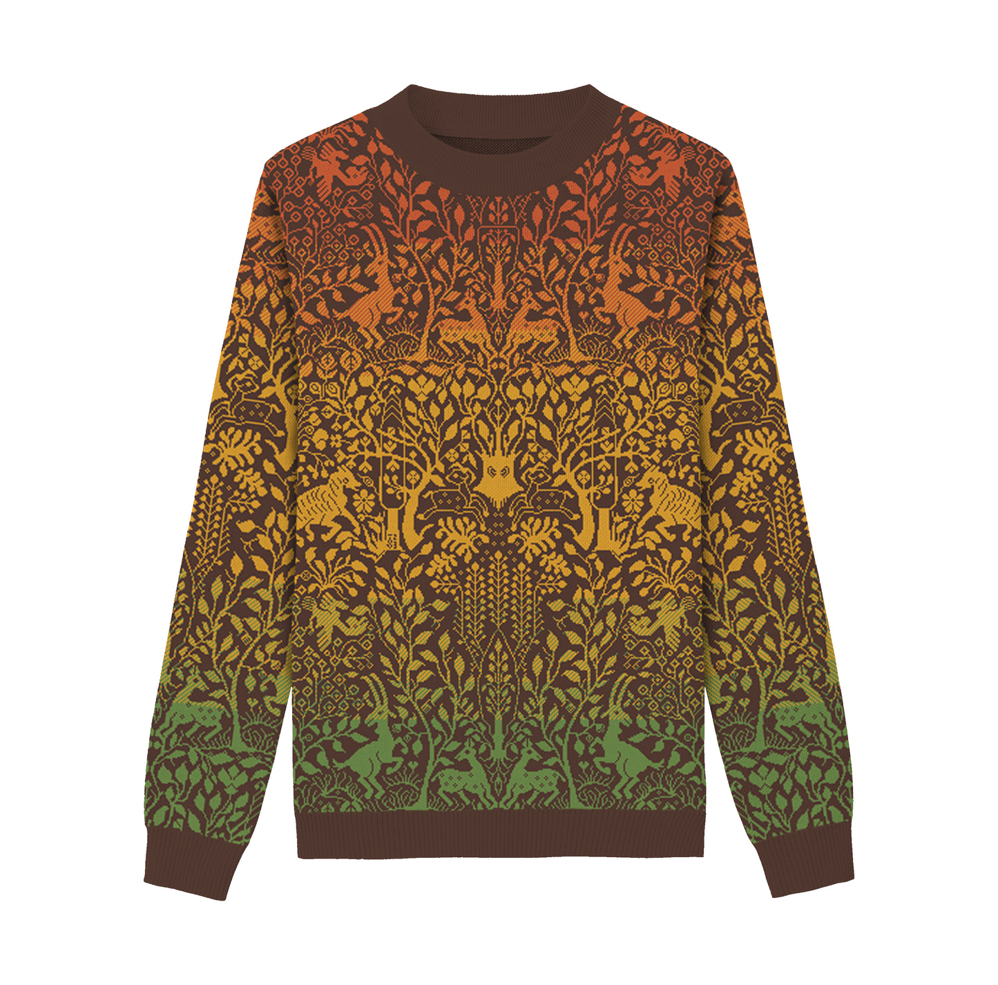 Unisex Knitted Sweater - Dancing Forest (Autumn) - Crewneck Classic Fit