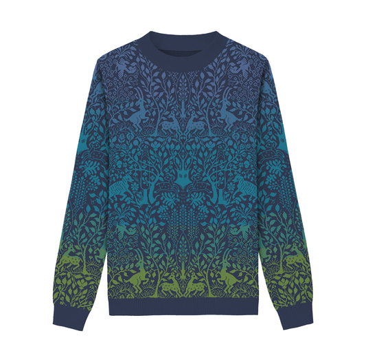 Unisex Knitted Sweater - Dancing Forest (Winter) - Crewneck Classic Fit