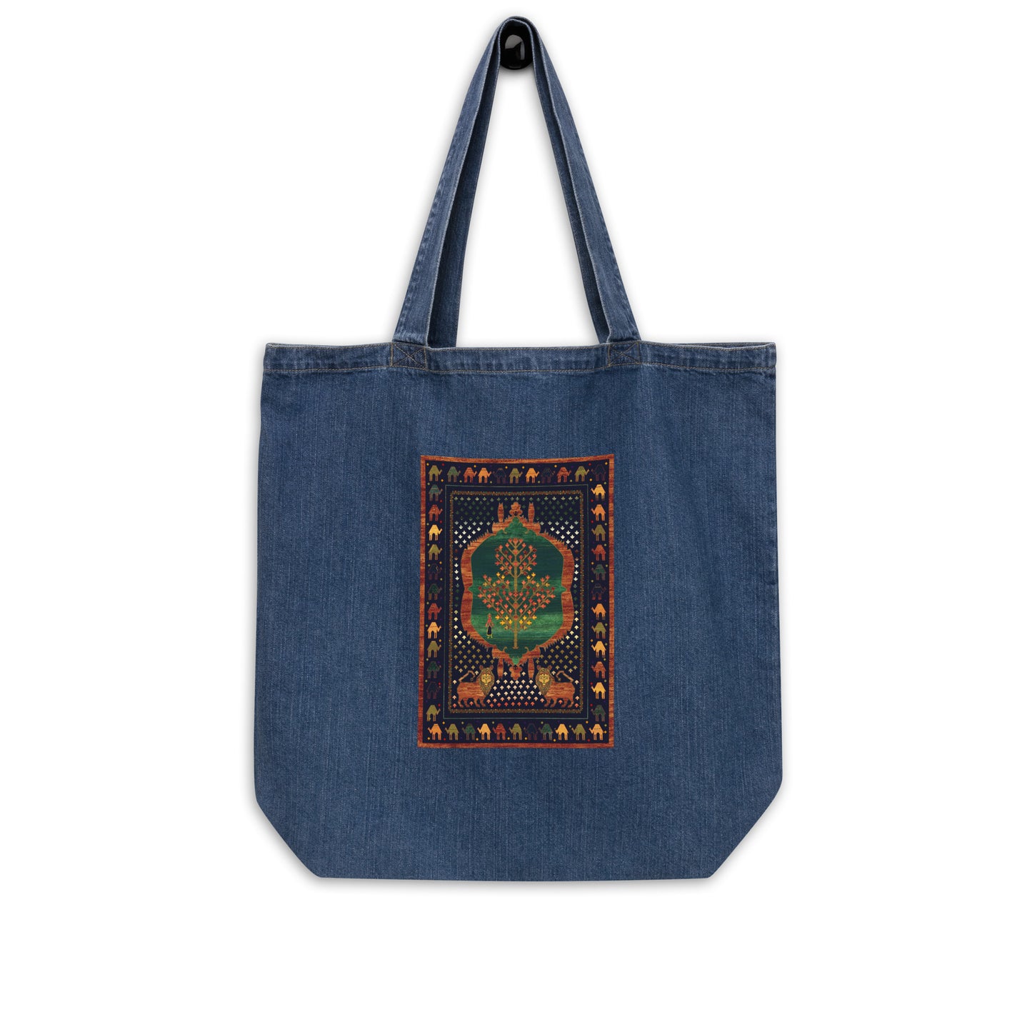 Organic denim tote bag - The lions and the maple II