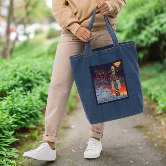 Organic denim tote bag - 1001 Nights