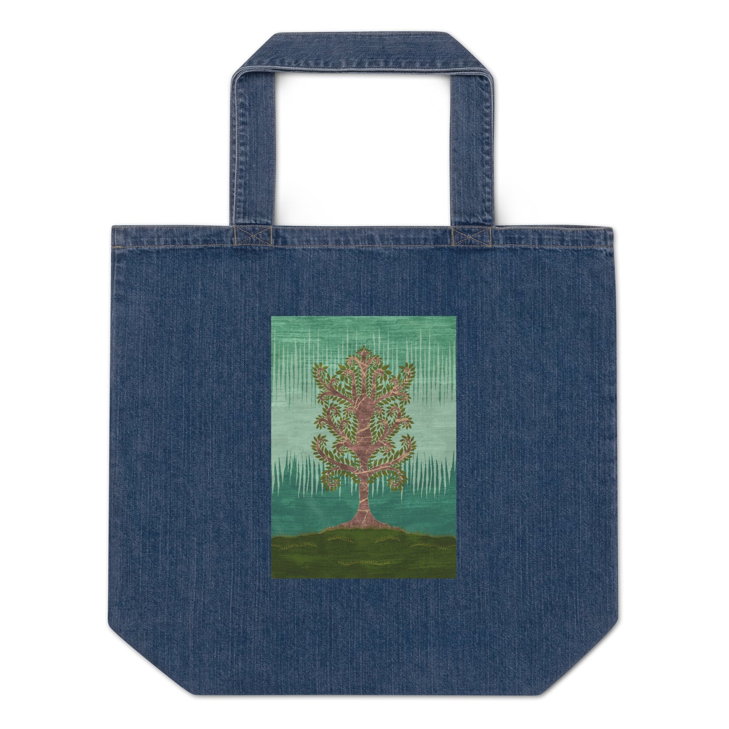 Organic denim tote bag - Ashen Tree (Summer version)