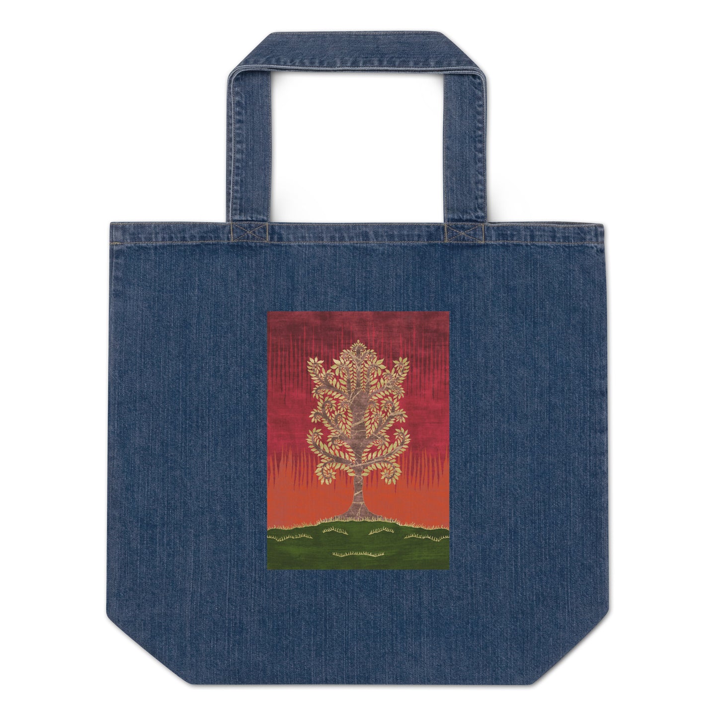 Organic denim tote bag - Ashen Tree (Autumn version)