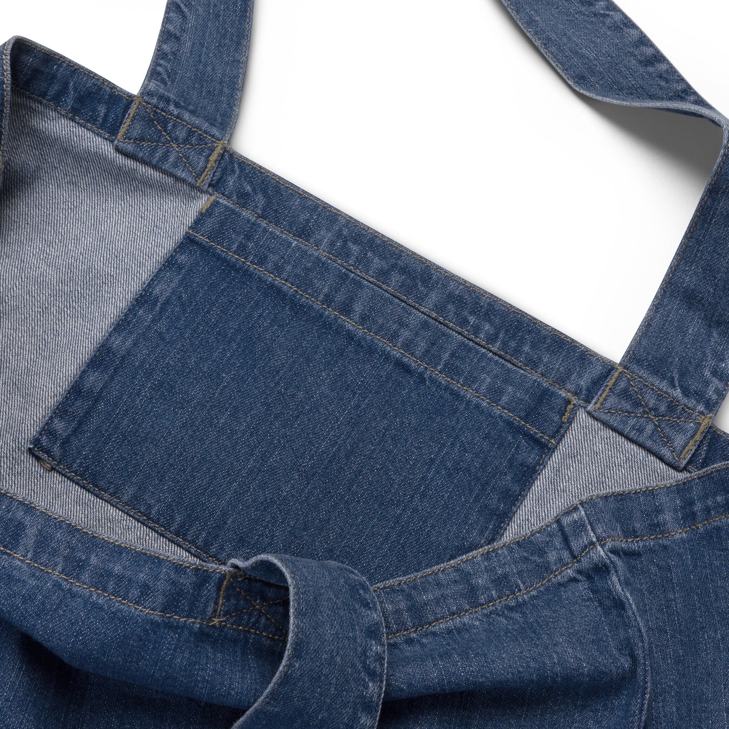 Organic denim tote bag - Sparrow's garden (blue version)