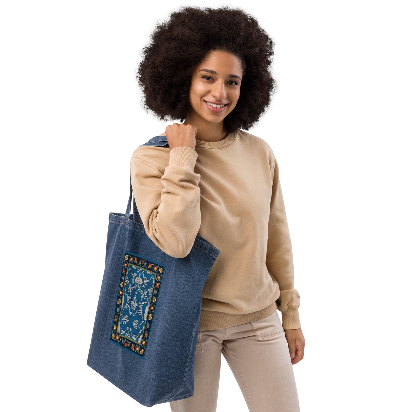 Organic denim tote bag - Nightfall Blue