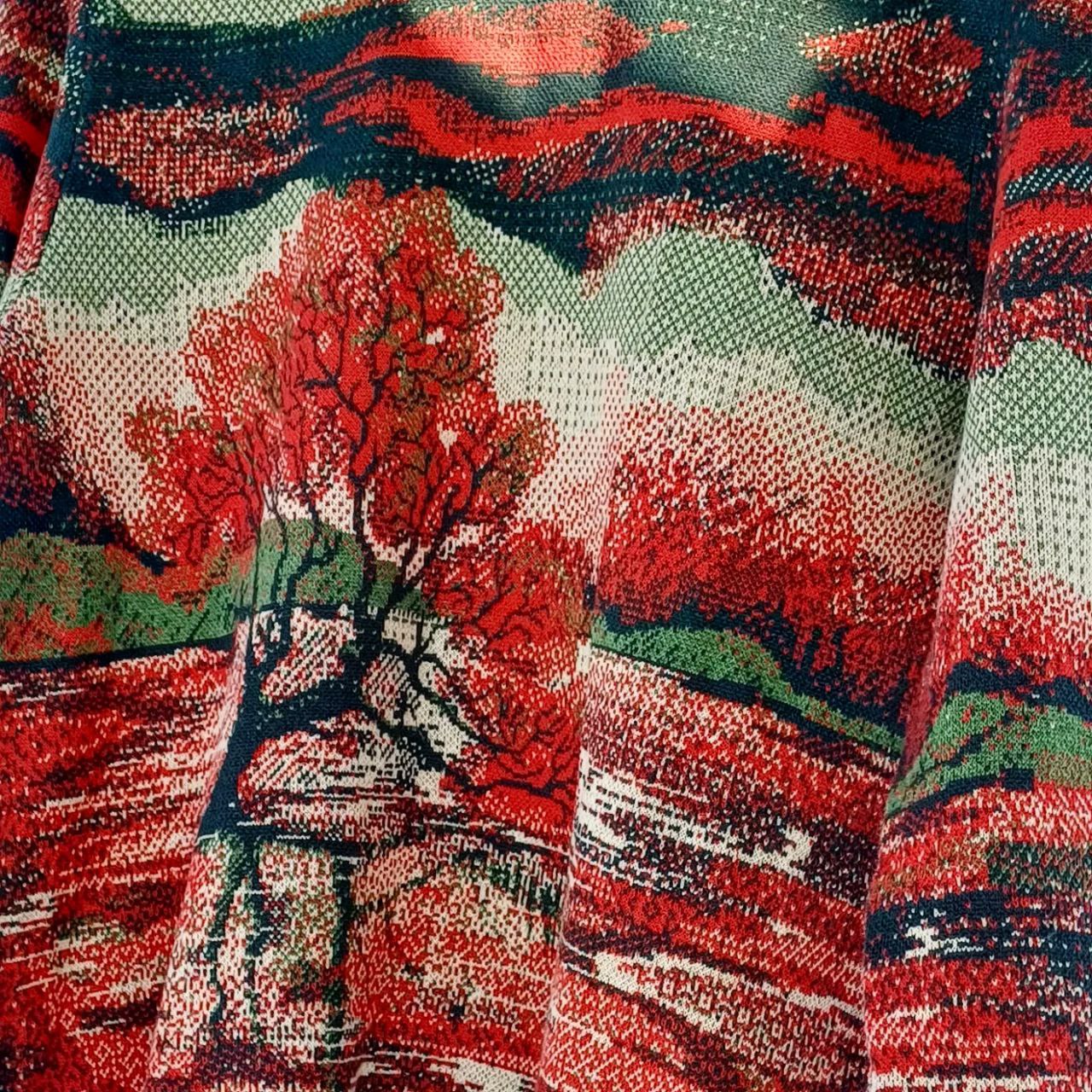 Unisex Strickpullover – Baum der Seen (Herbst Dämmerung) – klassische Passform mit Rundhalsausschnitt