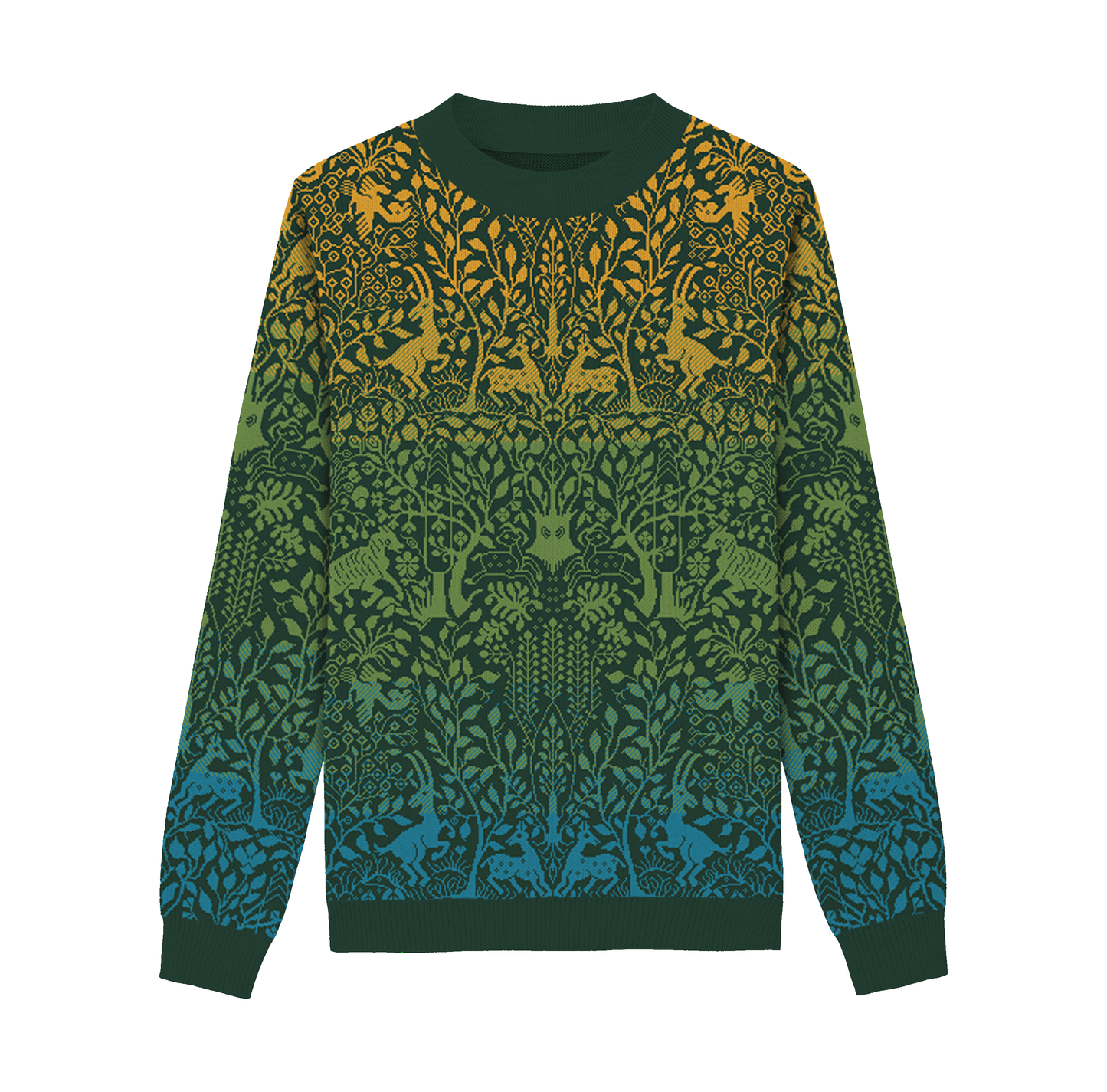 Unisex Knitted Sweater - Dancing Forest (Spring) - Crewneck Classic Fit