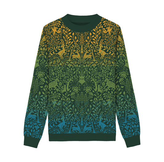 Unisex Knitted Sweater - Dancing Forest (Spring) - Crewneck Classic Fit